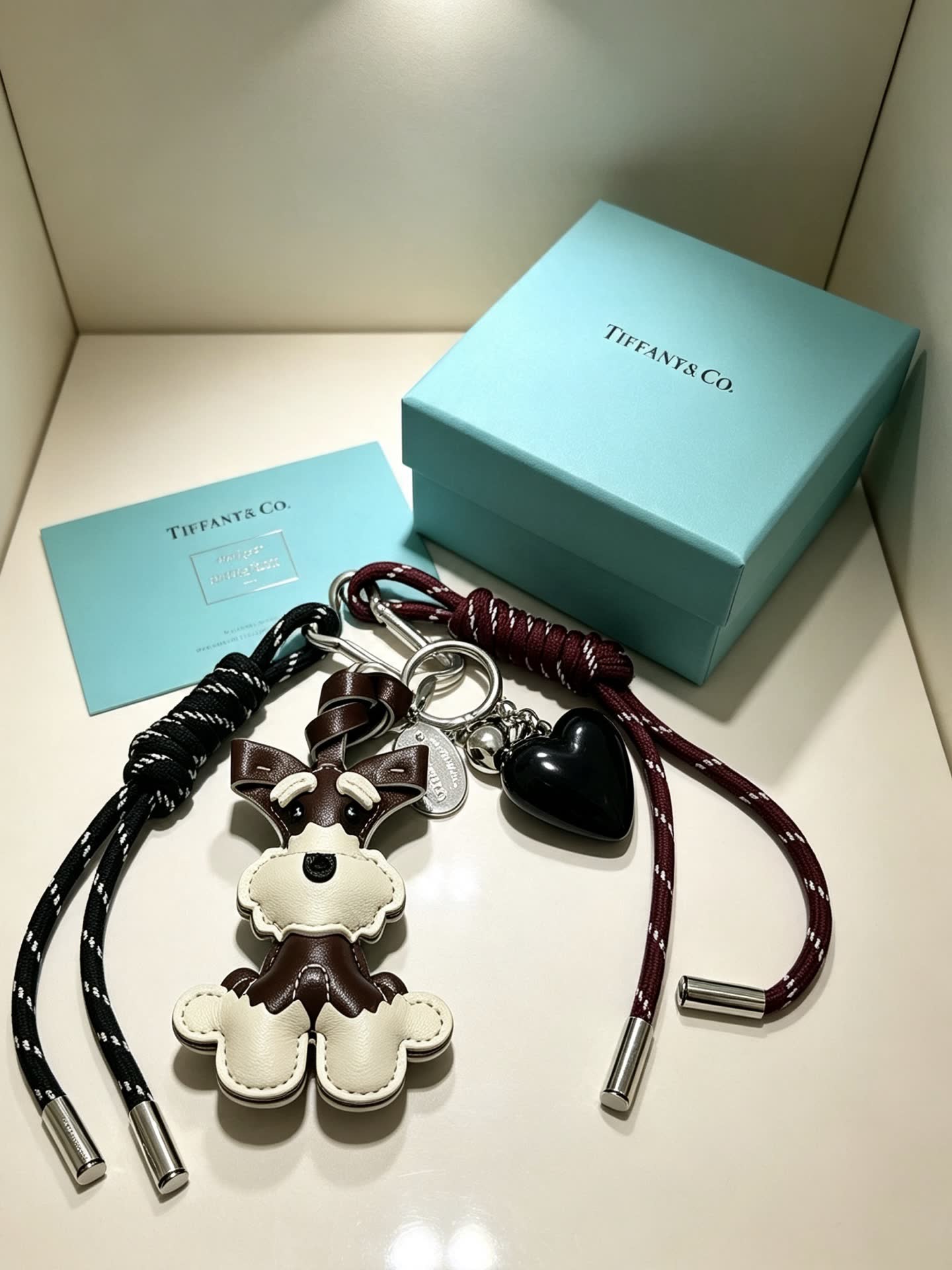 Tiffany & Co. Leather Dog Charm Keychain